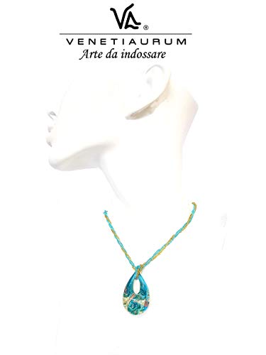  Venetiaurum Oro Vermeil Catena per Donne con Pendente a Lacrima in Vetro Originale di Murano e Argento Puro 925 - Gioie
