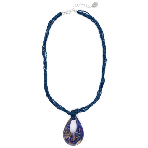 Venetiaurum - Collana Multi-battlecorno per Donne con Pendentivo Original Murano Glass e Argento Puro 925 - Joya Certifi