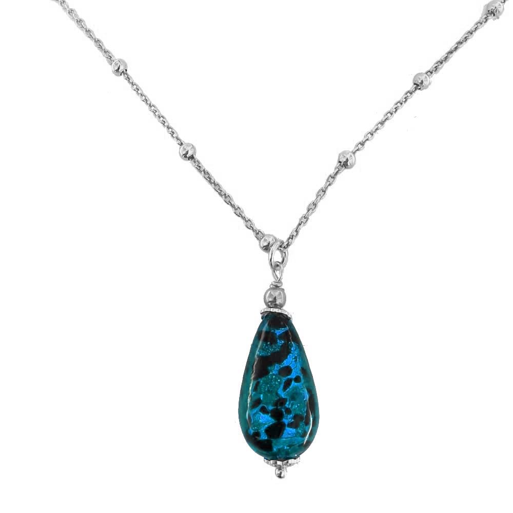  Venetiaurum Ciondolo per Donne con Pendentivo a Rugiada in Vetro Murano Originale e Argento Puro 925 - Joya Certificata