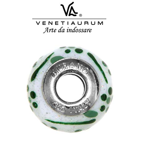  Murano Glass Charm Venetiaurum Original Murano Glass e Orologio d'Argento 925 per Braccialetti Modulari - Gioiello Cert