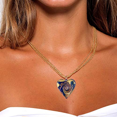 Venetiaurum Accessorio per Donne con Cuore in Vetro Murano Originale e Argento Puro 925 - Joya Certificata Fatta in Ita