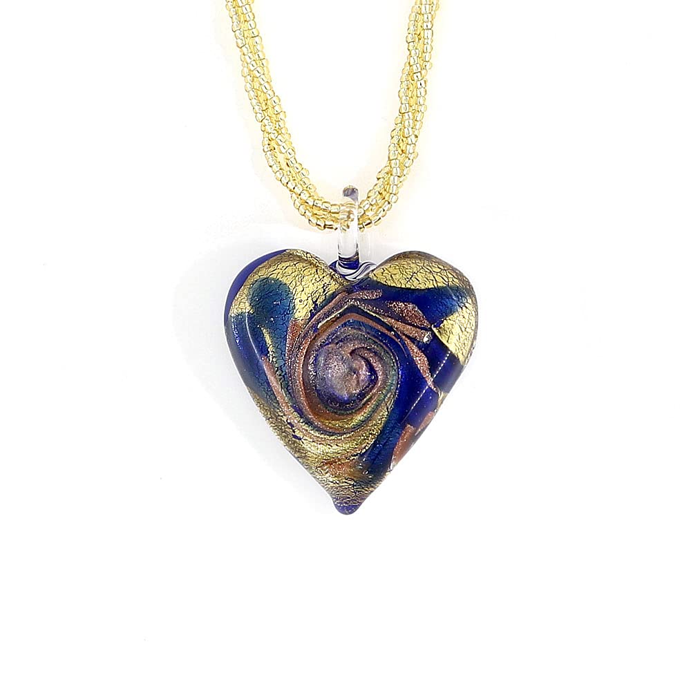  Venetiaurum Accessorio per Donne con Cuore in Vetro Murano Originale e Argento Puro 925 - Joya Certificata Fatta in Ita