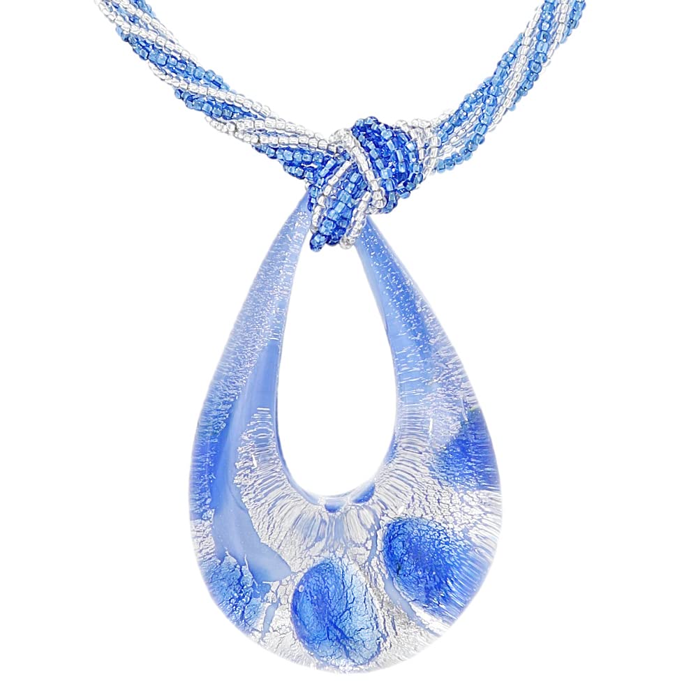  **Veneziaurum Collier Enchaine Pour Femmeavec Pendentif Suspension en Verre de Murano Original et Argent 925 Authentiqu