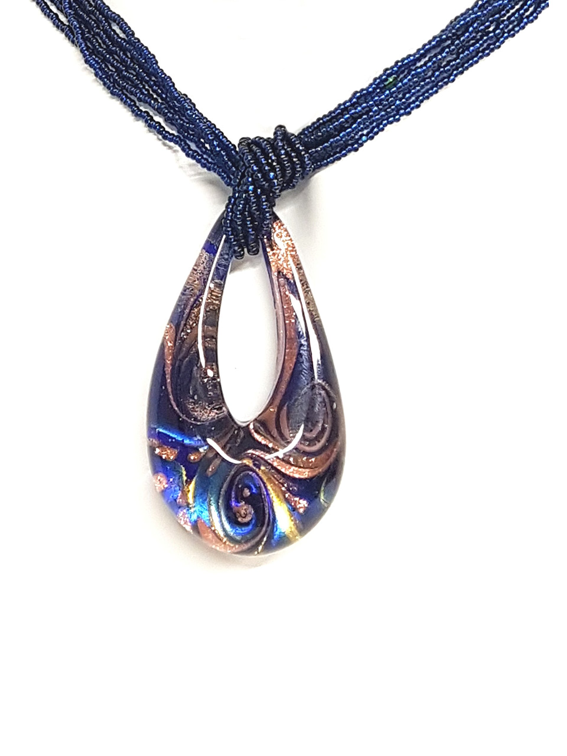 Venetiaurum - Collana Multi-battlecorno per Donne con Pendentivo Original Murano Glass e Argento Puro 925 - Joya Certifi